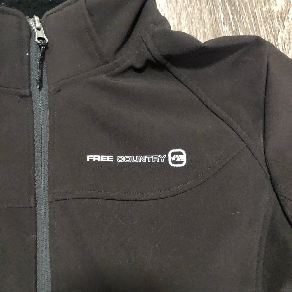 Free Country Black Softshell Jacket Faux Fur Lined XL - Picture 4 of 11